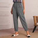Women's Relaxed Fit Pants with Elastic Waist & Generous Pockets