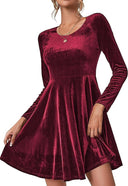 Velvety Women's A-Line Dress with Long Sleeves
