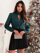 Chic Polka Dot Blouse with Stylish Button Accents