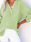 Women's Cotton Blouse with Button Placket