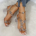 Women's Glamorous Sandals with Transparent Block Heel and Floral Accents by Heidi-Mode