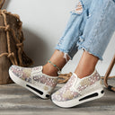 Floral Embroidered Women's Sneakers with Traction Sole