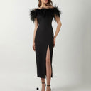 Feather-Embellished Evening Dress for Women