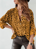 Women's Animal Print Blouse with Gathered Design