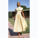 Chic Women's Maxi Dress with Stand-Up Collar and Unique Cut-Out Design