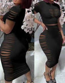 Women's Cut-Out Ribbed Dress - Chic & Stylish