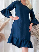 Linen Ruffle Dress for Women in Relaxed Style
