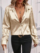 Chic Shimmering Blouse with Classic Collar for Women