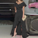 Women's Evening Dress with Ruffle Accents and Asymmetrical Hem