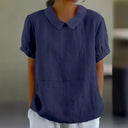 Classic Collar Short Sleeve Women's Blouse