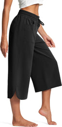Chic Women's Culottes with Stretch Waist and Handy Pockets