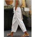 Chic Women’s Linen Trousers with Button Accents