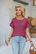 Chic Ruffle Detail Women's T-Shirt