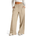 Chic Women's Loose Fit Leisure Pants with Elastic Waist and Handy Pockets