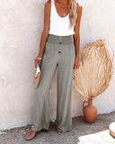 Chic High-Waisted Wide Leg Trousers with Button Placket