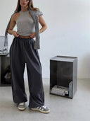 Chic High-Waist Pleated Women's Trousers with Side Pockets