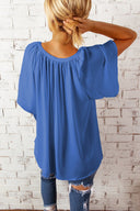 Chic Balloon Sleeve Blouse with Elastic Hem for Women