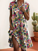 “Fresh Floral Button-Up Dress for Women”