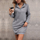 Chic Women's Sweat Dress with Modern Button Accents