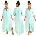 Stylish Women's Shirt Dress with Side Slits
