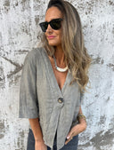 Chic Short Sleeve Linen Blazer for Women