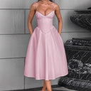 Chic Midi Dress with Bustier and Flared Skirt