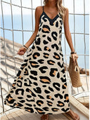Animal Print Spaghetti Strap Maxi Dress