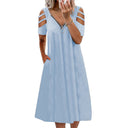 Off-Shoulder Women's Dress with Deep V-Neck Style