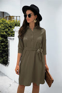 Stylish Women's Shirt Dress with Adjustable Belt and Button Detail