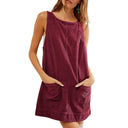 Jersey Dress with Pockets and Round Neck for Women