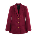 Chic Checked Blazer Jacket with Gold Buttons