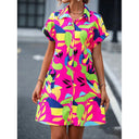 Chic Short Sleeve Button-Up Shirt Dress