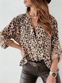 Women's Animal Print Blouse with Gathered Design