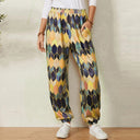 Trendy Geometric Pattern Women's Pants with Stretchy Waist
