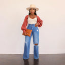 High-Waisted Bootcut Jeans with Trendy Distressed Style for Women