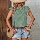 Summer Striped Blouse with Ruffle Design for Women