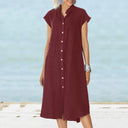 Chic Women's Button-Up Dress with Pockets