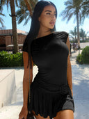 Asymmetric Short Sleeve Dress for Women