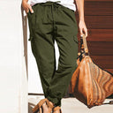 Women's Relaxed Fit Cargo Pants with Elastic Waist and Utility Pockets