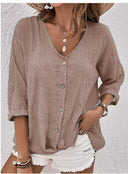 Viscose Blouse with Button Placket for Women