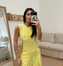 Chic Women's Short-Sleeved Button Dress with Patch Pockets
