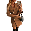 Chic Double-Breasted Blazer Dress with Glossy Buttons