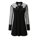 Chic Women's Chiffon Dress with Bow & Polka Dots