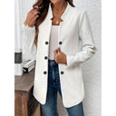 Textured Women's Blazer with Modern Button Accents