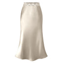 Chic Satin Skirt with Lace Detail