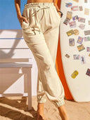 Women's Chic Leisure Pants with Elastic Waist and Pockets