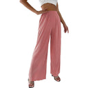 Wide Leg Pleated Women's Pants with Elastic Waist