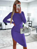 Contemporary Women’s Long Sleeve Asymmetrical Dress with Ruffle Detailing