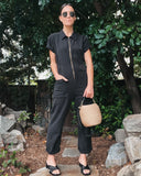 Women's Stylish Jumpsuit with Utility Pockets and Zipper
