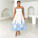 Floral Embroidered Knee-Length Summer Dress for Women